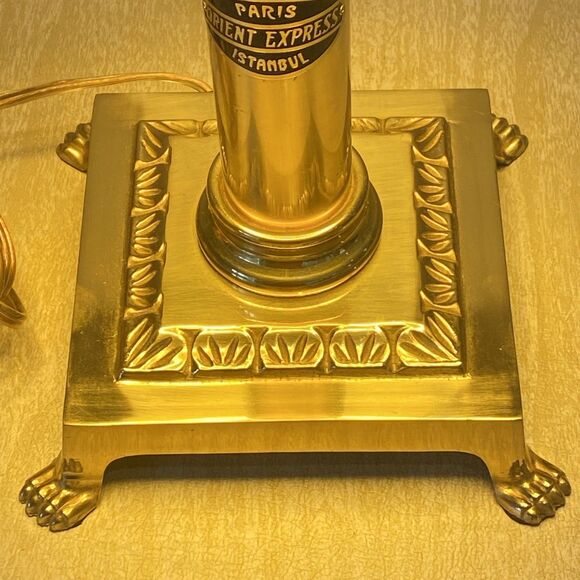 Vintage Paris Istanbul Orient Express Brass Clawfoot  Adjustable Table Lamp 20" - Picture 9 of 15